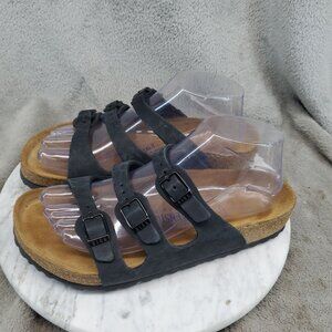Birkenstock Shoes Womens EU 38 US 7-7.5 Black Leather Florida Sandals